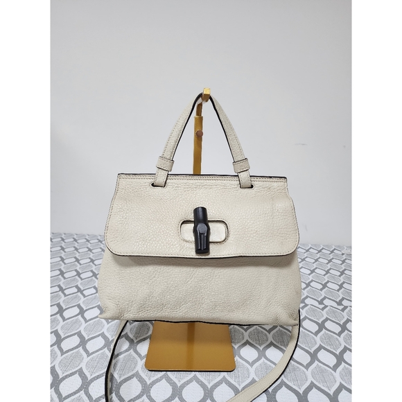 Gucci Small Bamboo Daily Satchel Bag Off-White